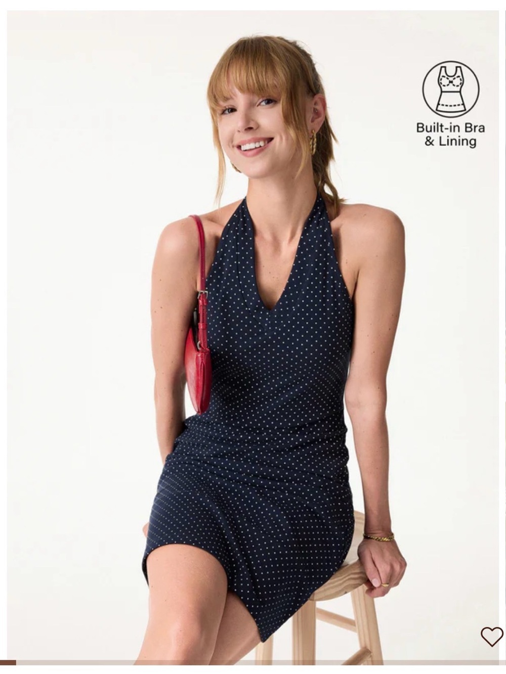 OGL Navy and White Polka Dot Halter Dress